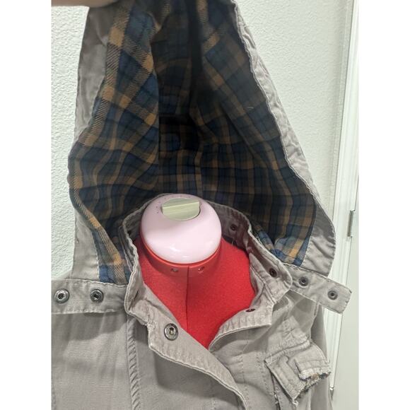 Free People Gray Anorak Jacket with Hood Snap Button Utility Style - Picture 3 of 7